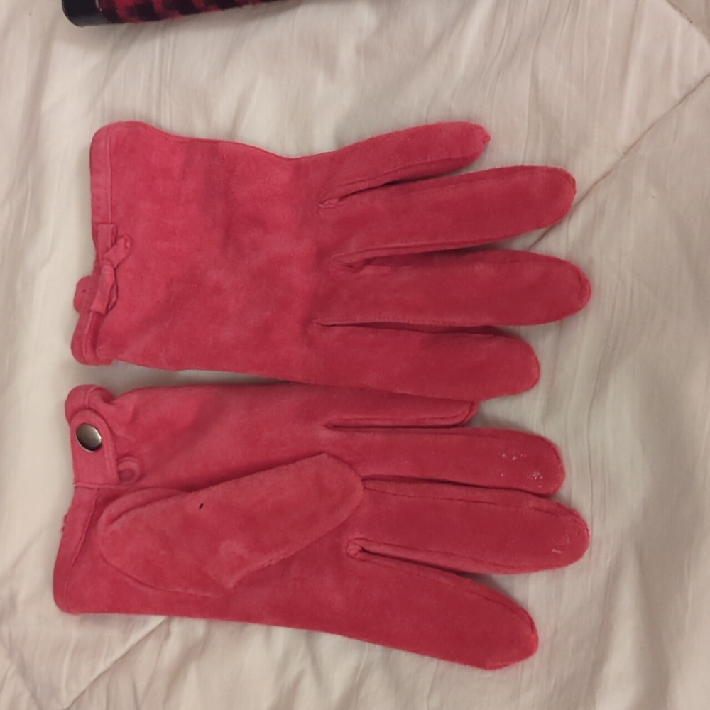 Pink Suede Gloves